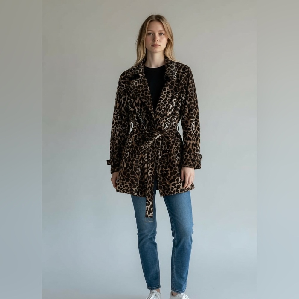 Michael Kors Leopard Print Trench Coat- Size S/P